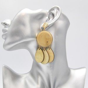 U1EJCE3699 Natural Wood Fringe Earrings